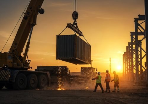 construction-site-sunset-crane-lifting-container